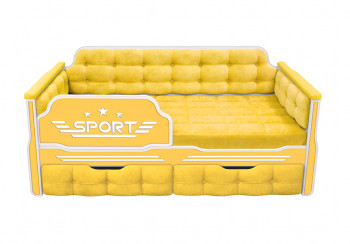 Кровать 170 серии Спорт 2 ящика 74 Жёлтый (мягкие боковые накладки) в Битках - bitki.mebel54.com | фото