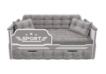 Кровать 180 серии Спорт 1 ящик 45 Серый (подушки) в Битках - bitki.mebel54.com | фото