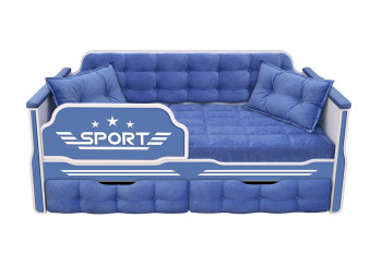 Кровать 190 серии Спорт 2 ящика 85 Синий (подушки) в Битках - bitki.mebel54.com | фото
