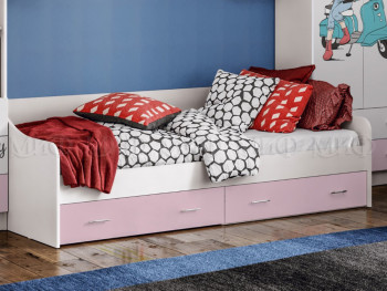 Кровать Fashion-1 Вега 0,9 м (Белый/Розовый) в Битках - bitki.mebel54.com | фото