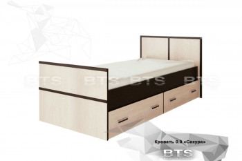 Кровать Сакура с настилом и ящиками 0,9 (Венге/Лоредо) в Битках - bitki.mebel54.com | фото