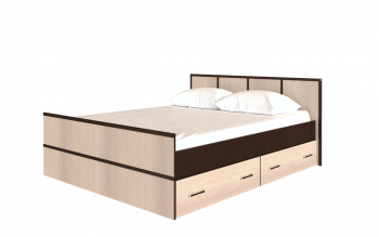 Кровать Сакура с настилом и ящиками 1,6 (Венге/Лоредо) в Битках - bitki.mebel54.com | фото