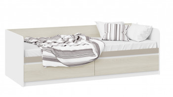 Кровать «Сканди» с 2 ящиками Дуб Гарден/Белый/Глиняный серый в Битках - bitki.mebel54.com | фото