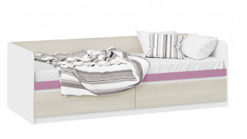 Кровать «Сканди» с 2 ящиками Дуб Гарден/Белый/Лиловый в Битках - bitki.mebel54.com | фото