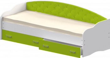 Кровать Софа-7 с мягкой спинкой (800х2000) Белый/Лайм в Битках - bitki.mebel54.com | фото