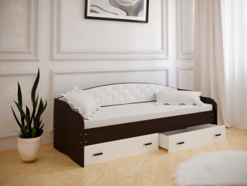 Кровать Софа-7 с мягкой спинкой (800х2000) Венге/ Белый в Битках - bitki.mebel54.com | фото