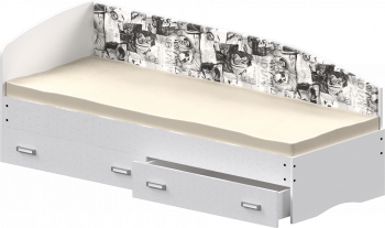 Кровать Софа-9 с мягкой спинкой с рисунком Милана (900х1900) Белый в Битках - bitki.mebel54.com | фото