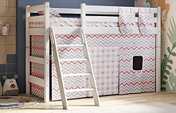 Кровать Соня вариант 6 полувысокая с наклонной лестницей Белый полупрозрачный в Битках - bitki.mebel54.com | фото