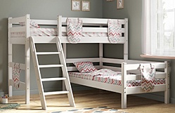 Кровать Соня вариант 8 угловая с наклонной лестницей Белый полупрозрачный в Битках - bitki.mebel54.com | фото