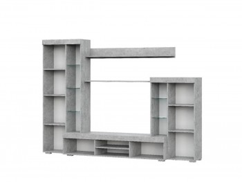 Мебель для гостиной МГС 5 Цемент светлый / Белый в Битках - bitki.mebel54.com | фото
