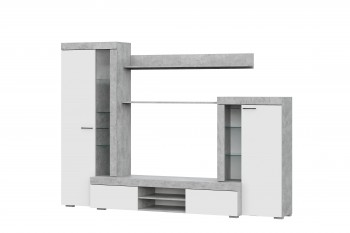 Мебель для гостиной МГС 5 Цемент светлый / Белый в Битках - bitki.mebel54.com | фото
