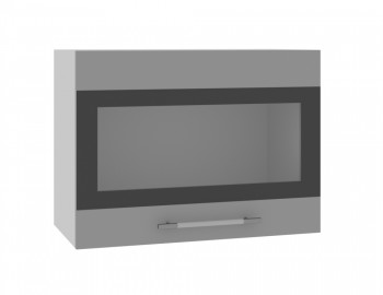 Норд ШВГС 600 Шкаф верхний горизонтальный со стеклом (Софт черный/корпус Белый) в Битках - bitki.mebel54.com | фото