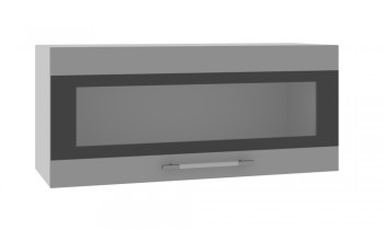 Норд ШВГС 800 Шкаф верхний горизонтальный со стеклом (Софт черный/корпус Белый) в Битках - bitki.mebel54.com | фото