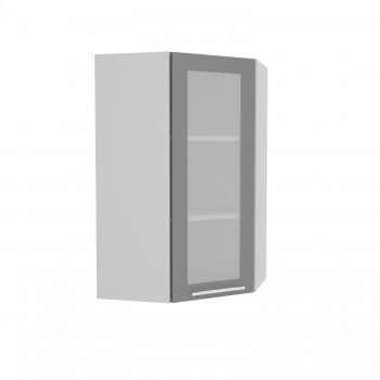 Норд ШВУС 600Н Шкаф верхний угловой (премьер) высокий (Софт черный/корпус Белый) в Битках - bitki.mebel54.com | фото