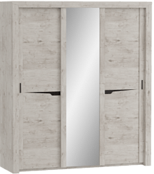 Шкаф трехдверный Соренто с раздвижными дверями Дуб бонифаций/Кофе структурный матовый в Битках - bitki.mebel54.com | фото