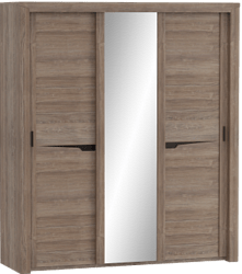 Шкаф трехдверный Соренто с раздвижными дверями Дуб стирлинг/Кофе структурный матовый в Битках - bitki.mebel54.com | фото